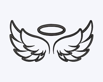 Angel Wings Halo Embroidery Design: Machine Embroidery (Instant Download)