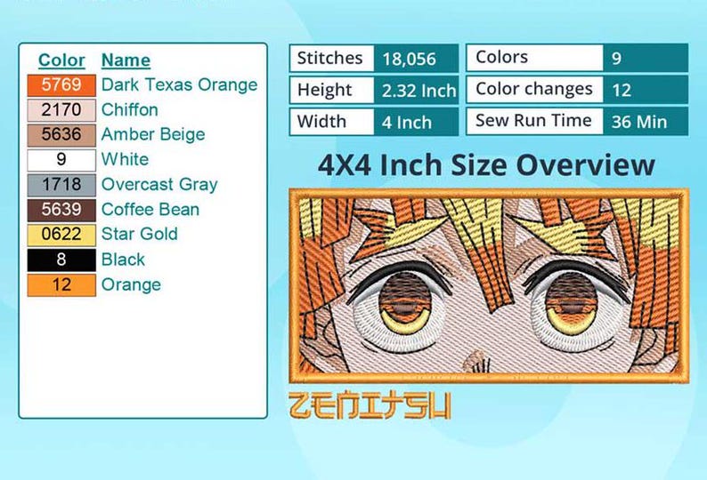 Highquality Anime Eye Embroidery File for All Hoop Sizes Pick Your