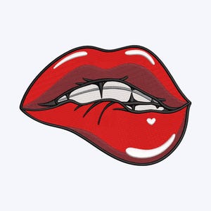 Passion Kiss Lips Valentine Embroidery Design for Machine Embroidery, 6 Sizes Available