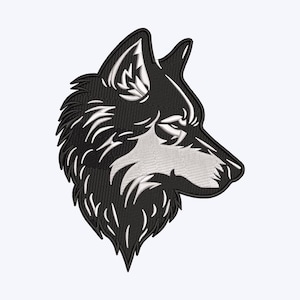 Digital Embroidery File: Black Wolf - Available In All Sizes.