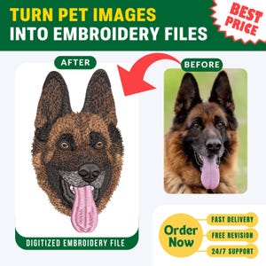 Custom Embroidery Digitizing Service for Pets: We Turn Your  Cat, Dog, or Any Realistic Image into Embroidery Machine Files.