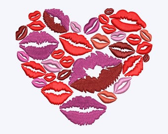 Valentine Love Kiss Embroidery File Machine Embroidery Design