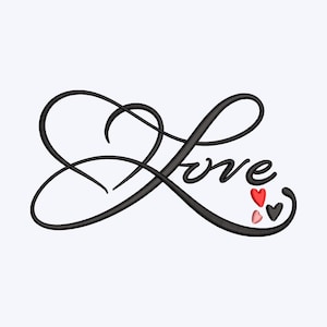 Love Script Hearts Valentinstag Stickdesign für Stickmaschine - Sofortiger Download