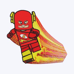 Brick-Style Speedster Superhero Embroidery Design File, Available in all Sizes