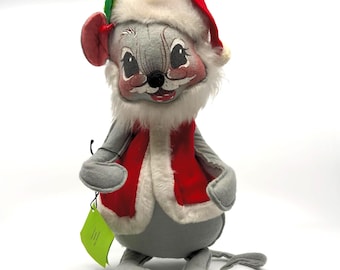 Vintage Annalee Santa Mouse Doll - Christmas - 1960's - Original Tag