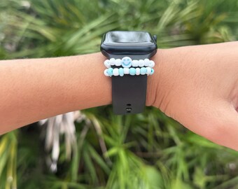 Smiley Face Beaded Apple Watch Charm | Trendy Watch Band Accessory