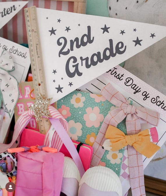 First Day of School Pennant Flag | Photo Prop, Personalized Grade