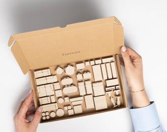 Miniaturowe meble do aranżacji wnętrz w skali 1:50 – zestaw modeli do budowy domu rodzinnego | Narzędzie do tworzenia planów architektonicznych