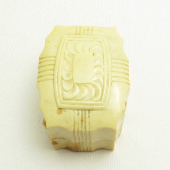 Vintage Celluloid Box Jewelry Display White Ring … - image 1