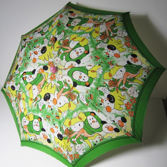 Vintage Cartoon Umbrella Fifties Souvenir Child Pa