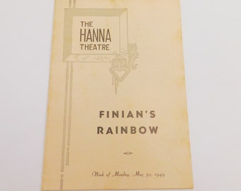 Vintage Hanna Theatre Program, Finian's Rainbow Theatre Program, 1949 Theater Program, Vintage Advertising, Musical Program