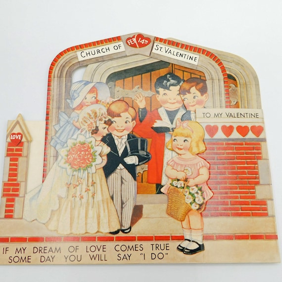 'my valentine' Vintage Valentine Card pop up inner 