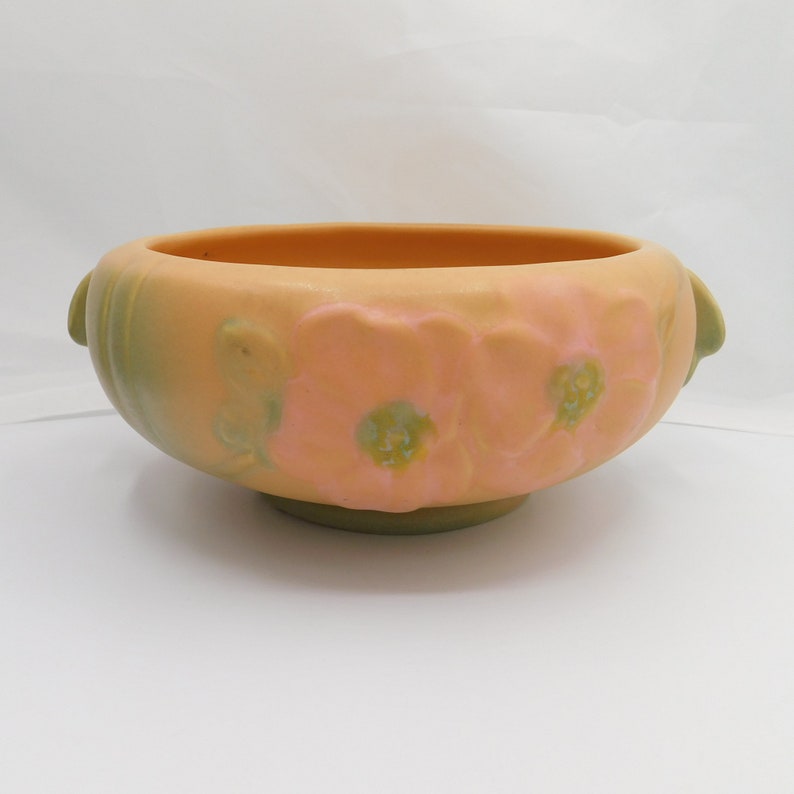 Vintage Weller Pottery, Wild Rose Jardinere Planter, Wild Rose Bowl