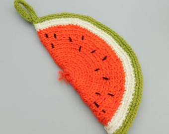 Vintage Kitchen Decor, Crochet Watermelon, Potholder