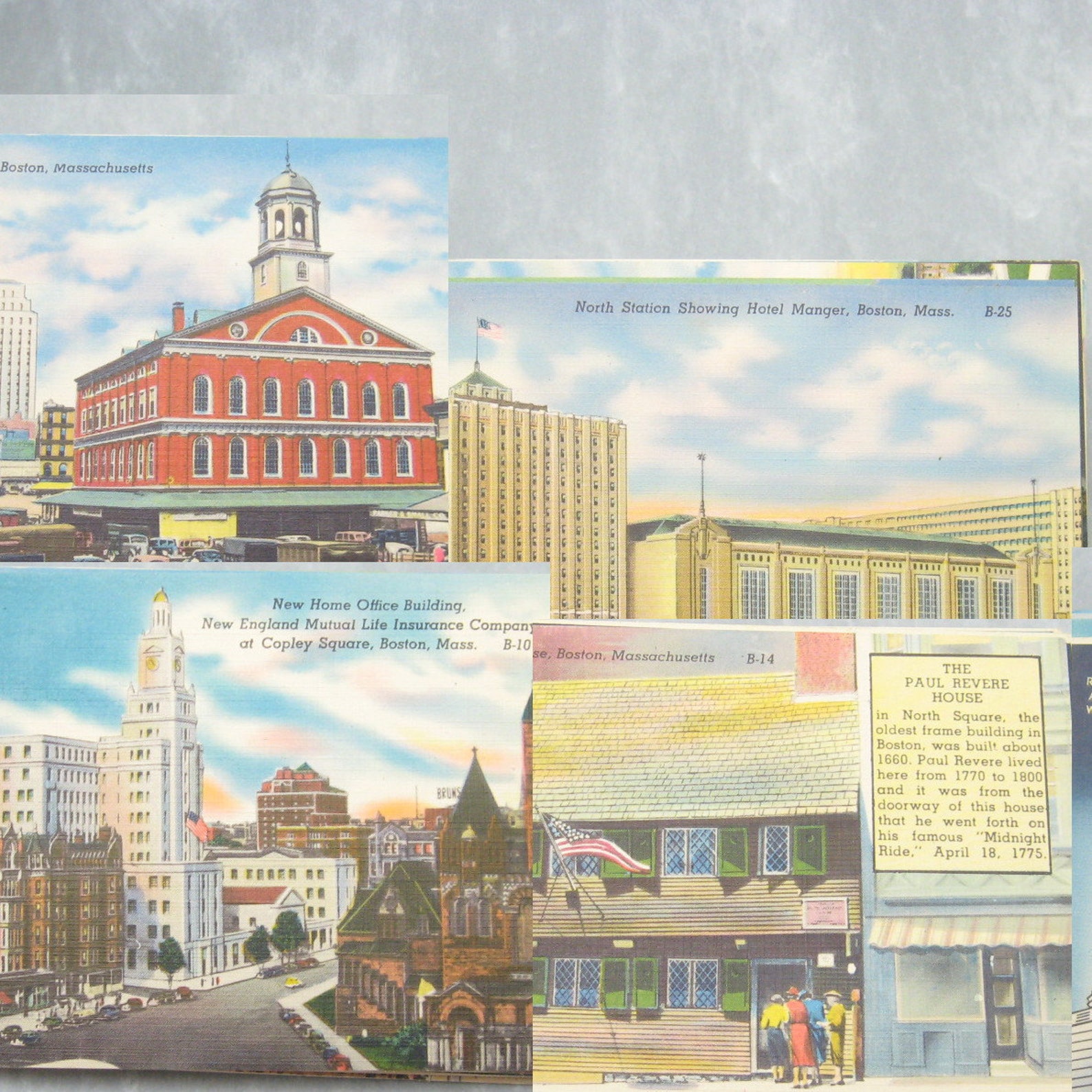 Vintage Boston Postcards Colourpicture Ephemera Souvenir 1940 Etsy