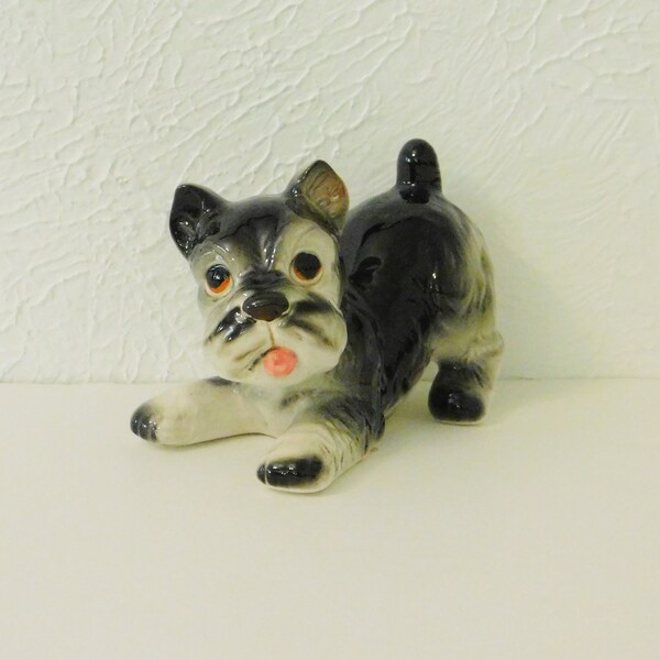 Vintage Lefton Schnauzer Figurine, Dog Figurine, Lefton Figurine