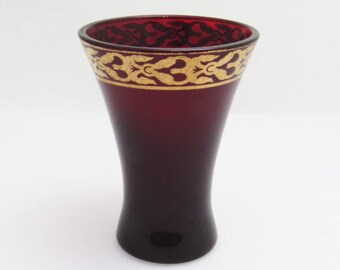 Vintage Red and Gold Liquor Glass Small