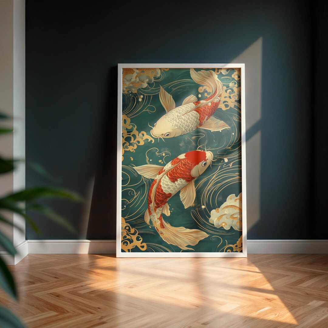 Koi Fish Yin Yang Canvas Print | Japanese Zen Wall Art - Etsy