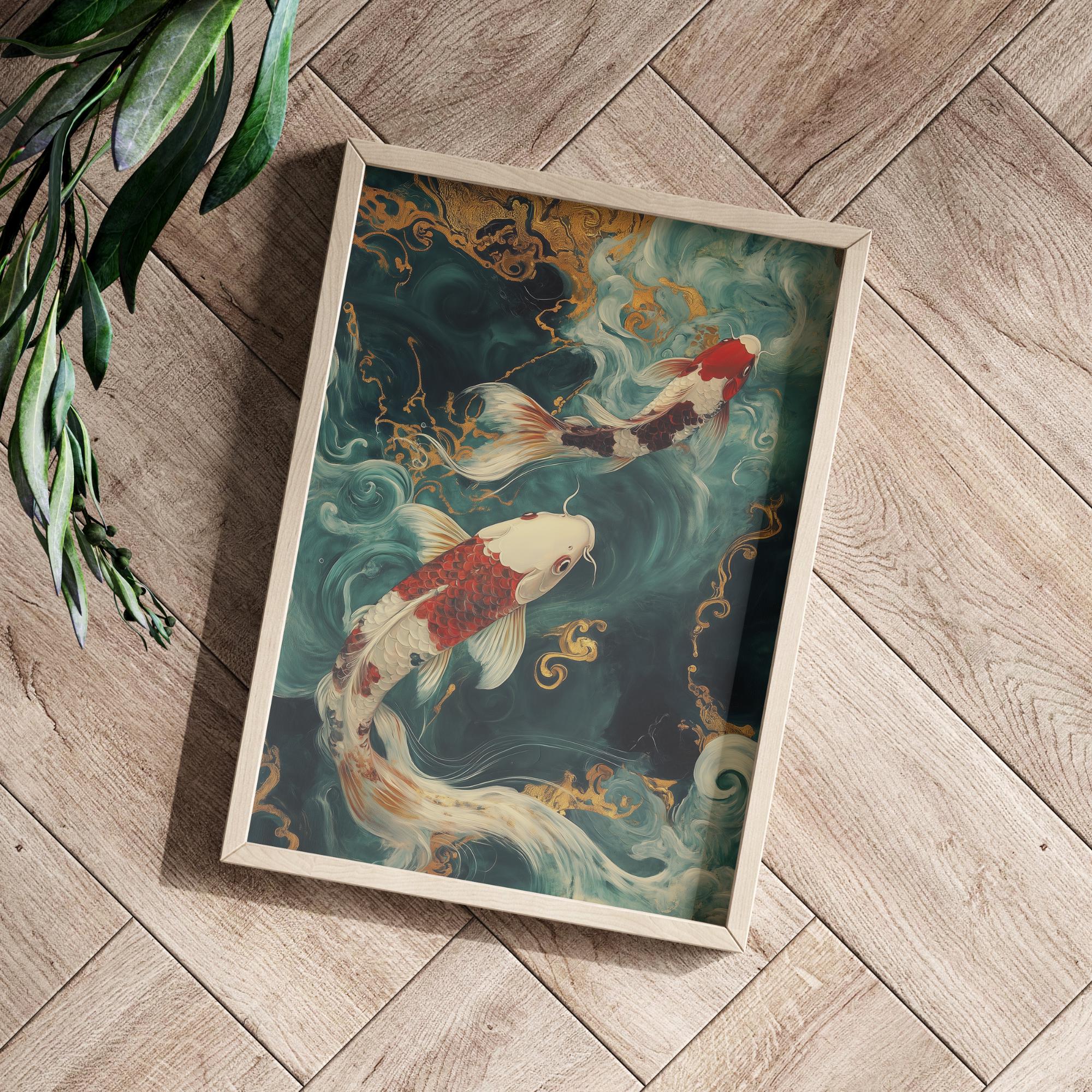 Koi Fish Yin Yang Art Print | Japanese Feng Shui Wall Decor - Etsy