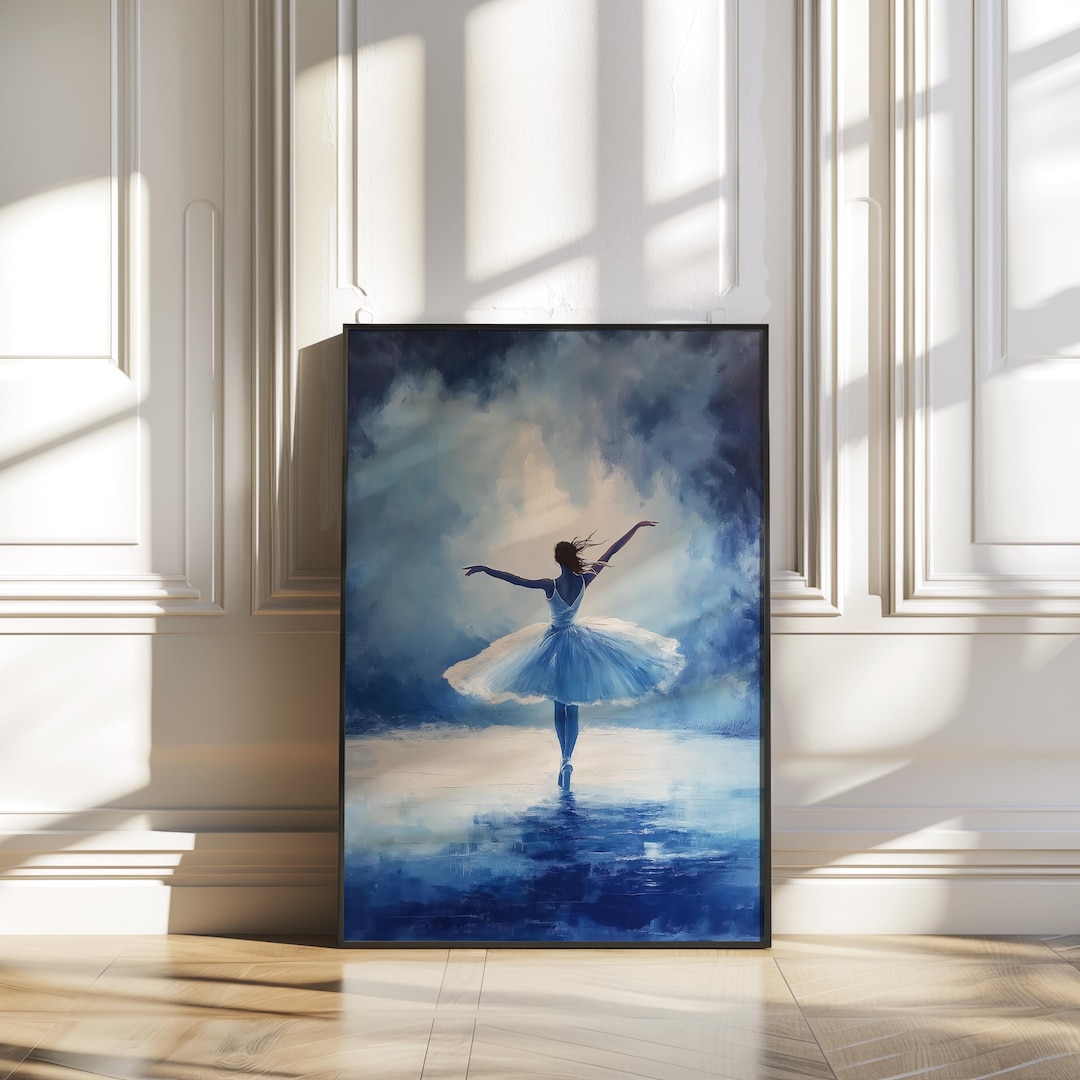 Blue Ballerina Canvas Art | Elegant Dance Painting - Etsy