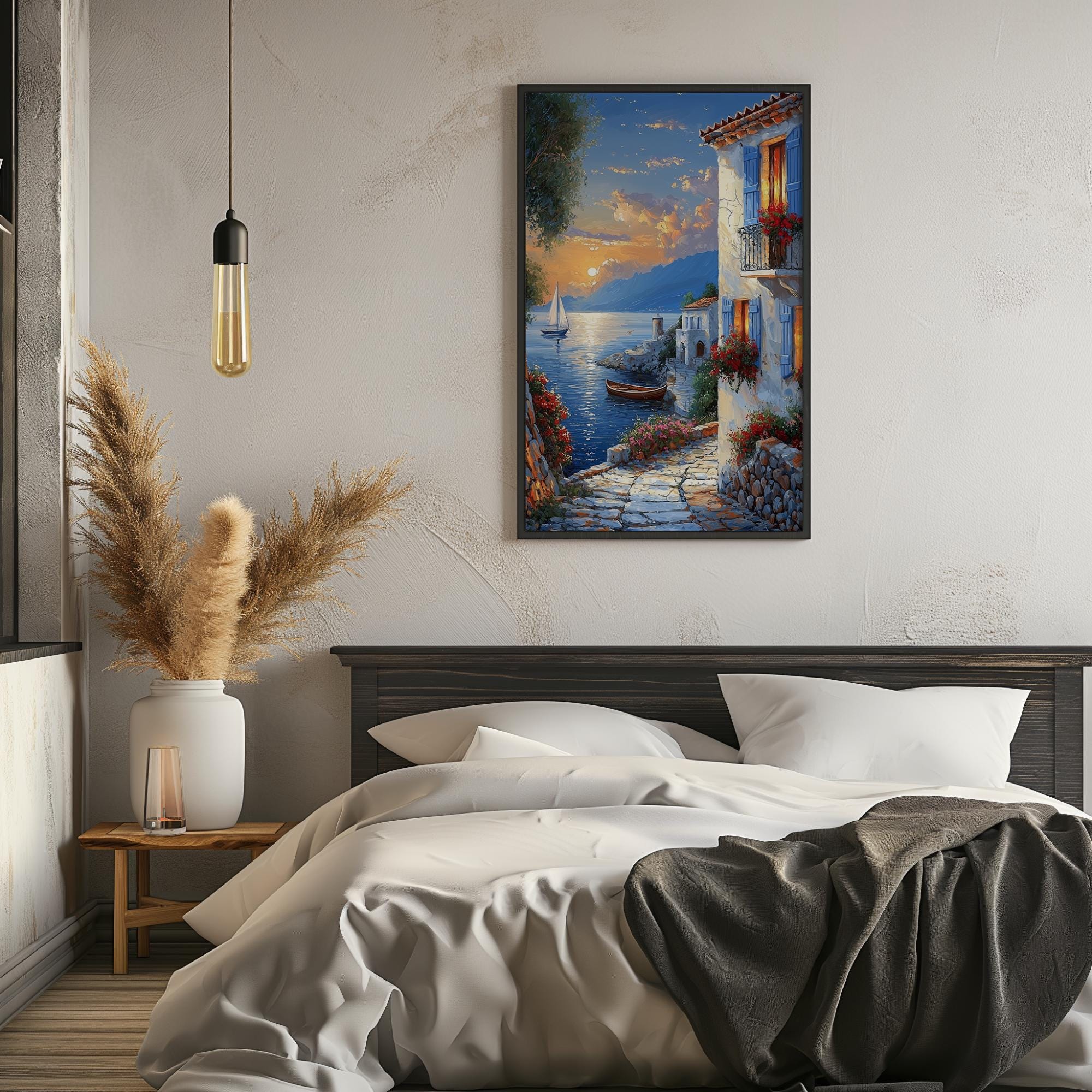 Mediterranean Sunset Canvas | Coastal Italy Seaside Wall Art - Etsy