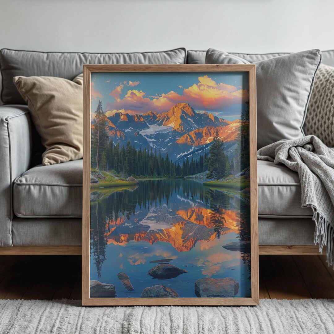 Sunset Mountain Lake Reflection Canvas Print | Nature Wall Art - Etsy