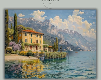 Lake Como Art Print | Italian Villa Landscape Canvas