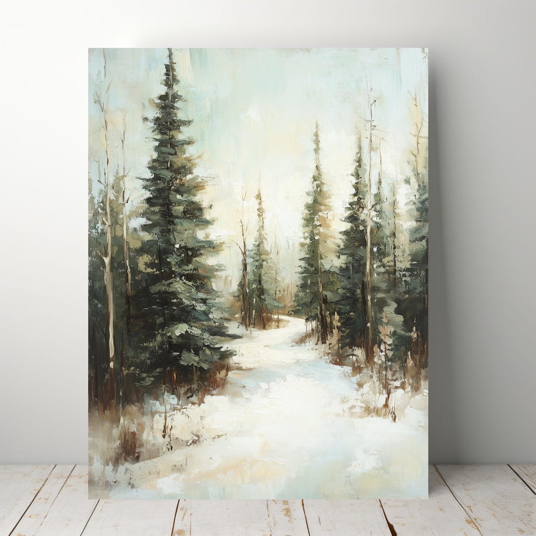 Vintage Christmas Wall Art | Winter Forest Wall Art | Framed Pine Tree ...