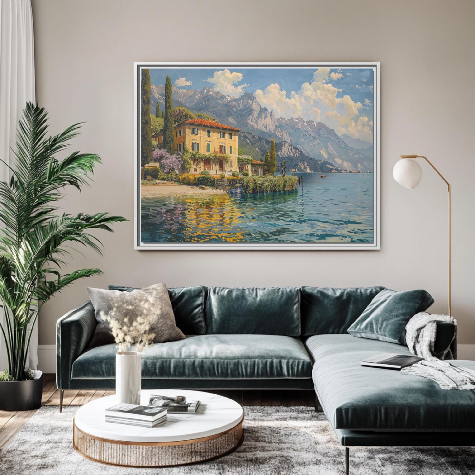 Lake Como Art Print | Italian Villa Landscape Canvas - Etsy