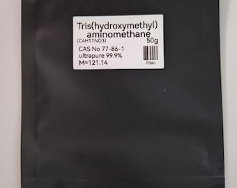 50g Tris(hydroxymethyl)aminomethane, Trometamol, Tromethamine, Trizma, Ultrapure 99.9%+, CAS 77-86-1