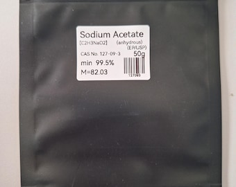 50g Sodium Acetate anhydrous, HIGH PURITY Pharmaceutical Grade, min 99.5%, CAS:127-09-3