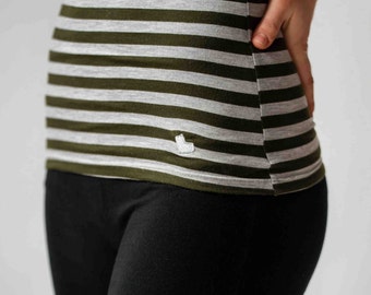 Green stripe haramaki belly band, belly warmer and pregnancy band XS - L