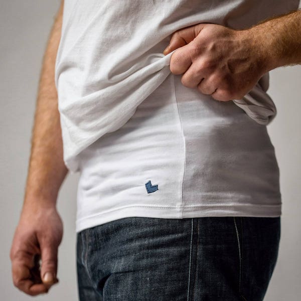 New for Men! ORGANIC white haramaki belly band - belly warmer - kidney warmer S - XL
