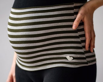 Green stripe pregnancy band - maternity band - belly band  XS - L