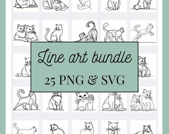Cat SVG Clipart - Cat Line Art, Farm Minimalist Line Art, Logo Animal Vector, Modern Art, Tattoo, Sublimation Design