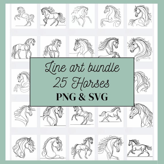 Horse SVG Clipart - Horse Line Art, Farm Minimalist Line Art, Logo Animal Vector, Modern Art, Tattoo & Sublimation Design, Embroidery