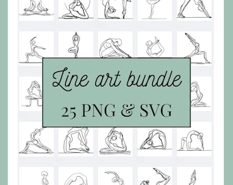 Yoga Line Art – Meditation & Wellness SVG Clipart, Minimalist Yoga Poses, Logo for Studio or Instructor, Modern Line Art