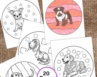 20 Dog Coloring Pages, Puppy Coloring Pages, Printable Coloring Book, Pages For Dog Lovers, Dog coloring sheet, Printable Coloring Pages PDF