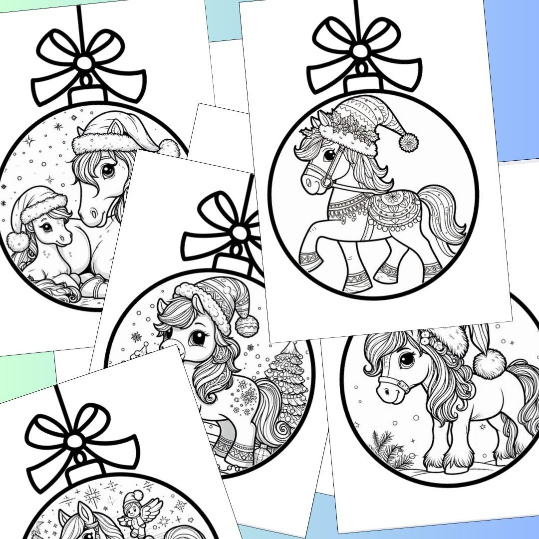 20 Horse Christmas Coloring Pages - Color Pages, Holiday Coloring