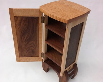 Electronics Cabinet - Liquor Cabinet - Lingerie Case - Armoire Curio Modern Contemporary Style Hutch In Walnut and Maple