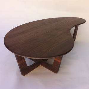 Contemporary Mid Century Modern Coffee Cocktail Kidney Bean Table MCM Adrian Pearsall Inspired Table in Solid Walnut image 1