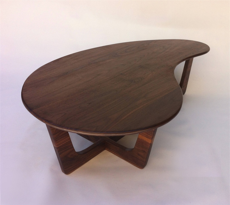 Contemporary Mid Century Modern Coffee Cocktail Kidney Bean Table MCM Adrian Pearsall Inspired Table in Solid Walnut image 1