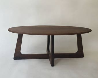 Adrian Pearsall Inspired Oval Mid Century Modern Coffee Table - Solid Walnut Cocktail Table - Atomic Era