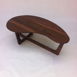 Contemporary Mid Century Modern Coffee Cocktail Kidney Bean Table MCM Adrian Pearsall Inspired Table in Solid Walnut image 2