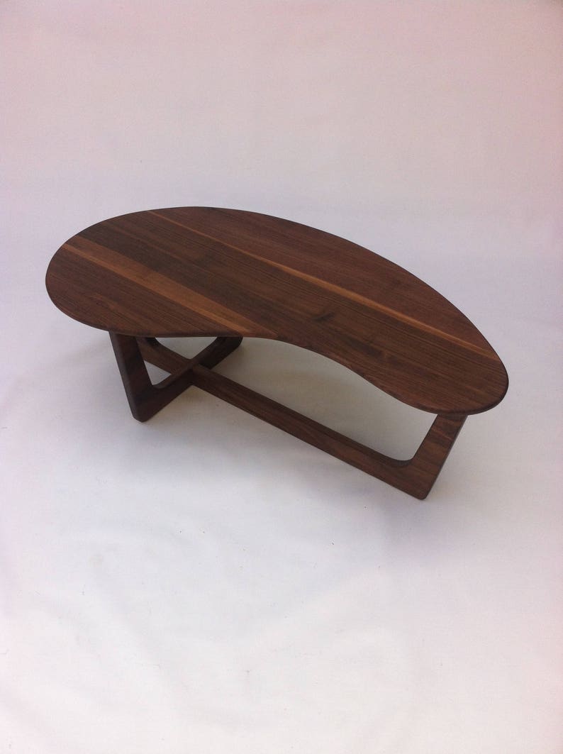 Contemporary Mid Century Modern Coffee Cocktail Kidney Bean Table MCM Adrian Pearsall Inspired Table in Solid Walnut image 2