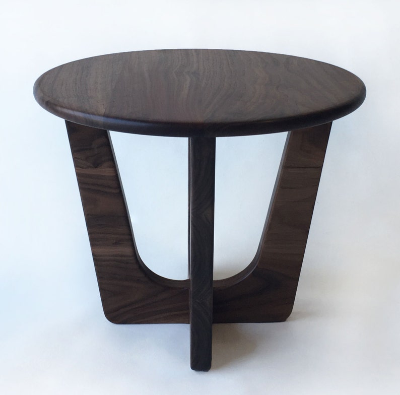 Round Mid Century Modern Coffee Tail Table Pearsall Inspired Solid Walnut Atomic Era Wood