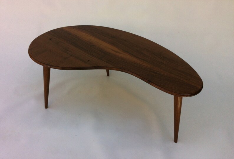 Mid Century Modern Coffee Table Solid Walnut Kidney Bean | Etsy
