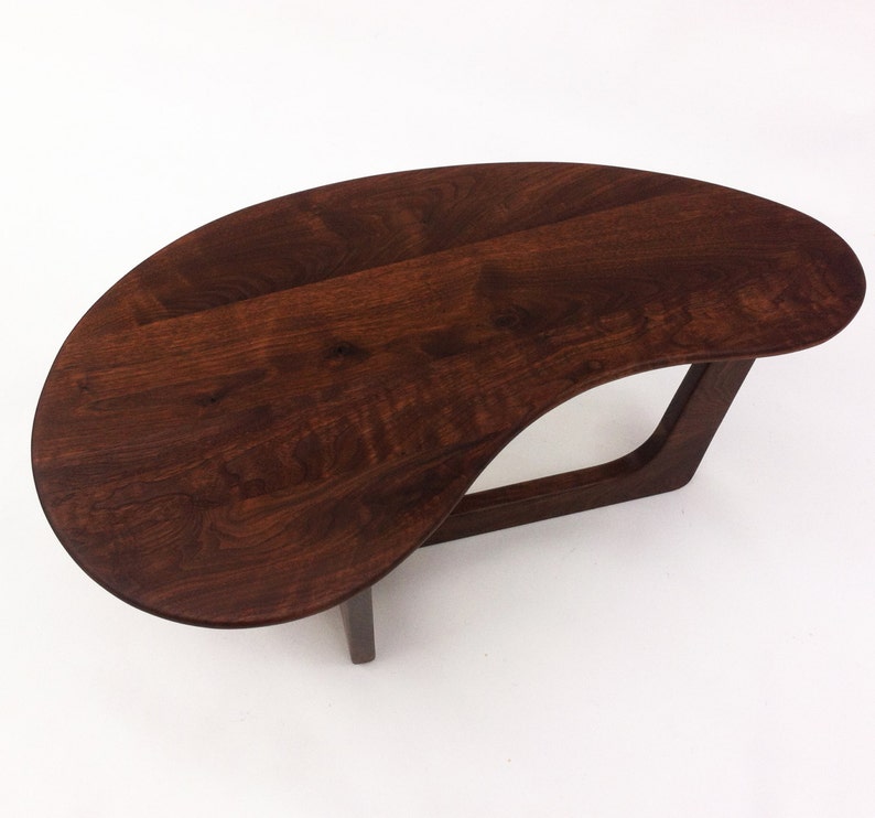 Contemporary Mid Century Modern Coffee Cocktail Kidney Bean Table MCM Adrian Pearsall Inspired Table in Solid Walnut image 4