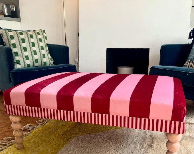 SAMPLE SALE Colours of Arley velvet striped ottoman