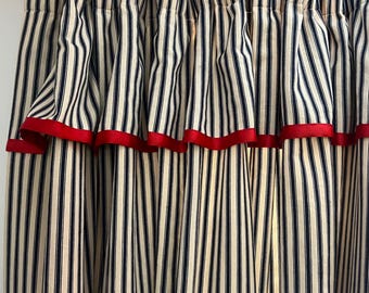 Ticking stripe flop curtain, fully lined, in a range of colours and sizes